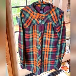 The North Face Plaid Snap Button Long Sleeve Lined Sz. L Jacket